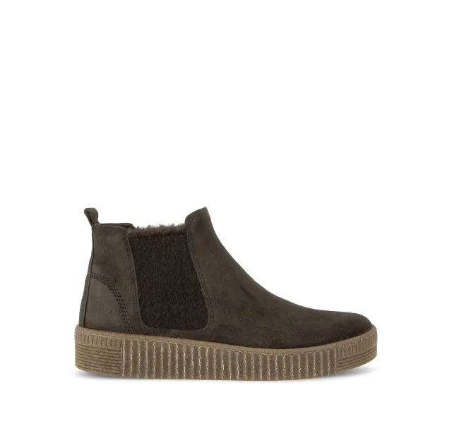 Gabor Comfort bottines Chelsea en cuir velours marron, talon 35 mm