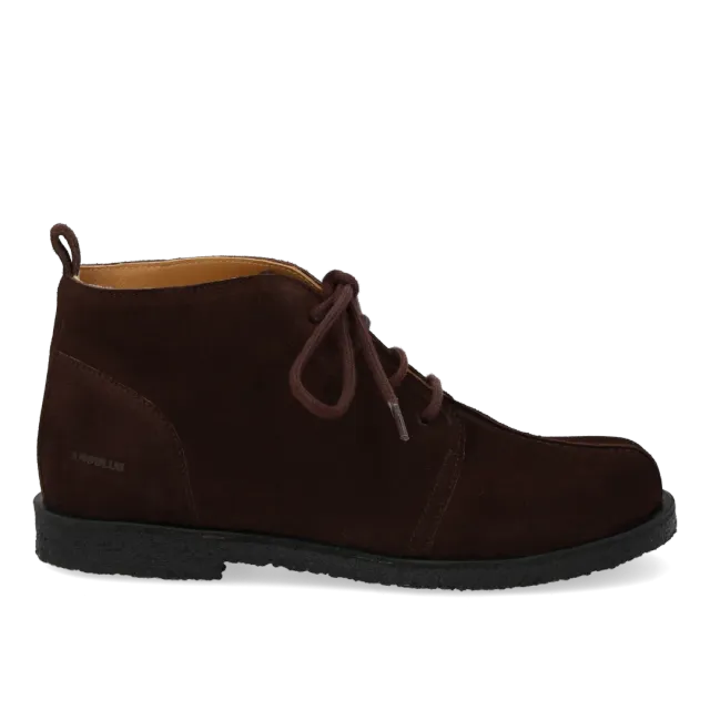 Angulus chaussures à lacets cuir marron coupe large femme