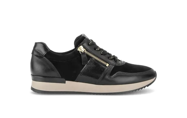 Gabor Comfort baskets noires cuir daim zip latéral