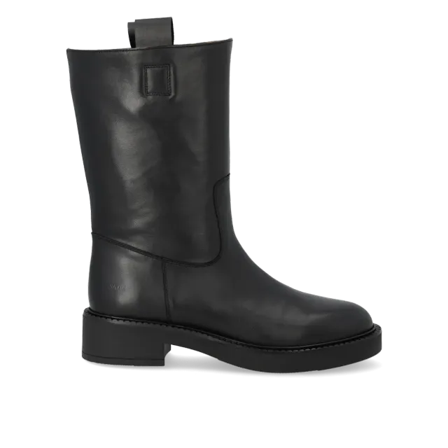 Angulus bottine tige mi-haute zip cuir noir