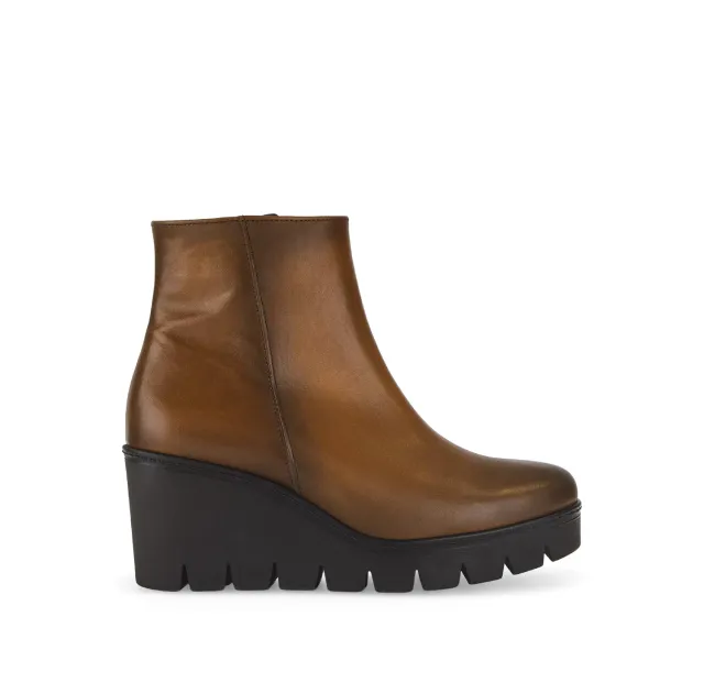 Gabor Comfort bottines marron cuir lisse compensées
