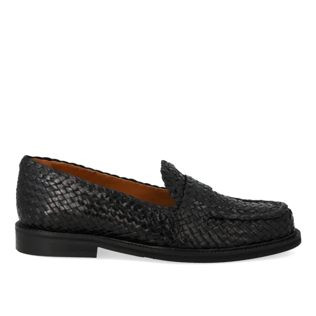 Angulus mocassin cuir penny tressé main végétal