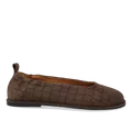 Angulus Ballerine coupe large en cuir naturel