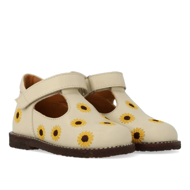 Angulus mary janes tournesol cuir bébé brodées