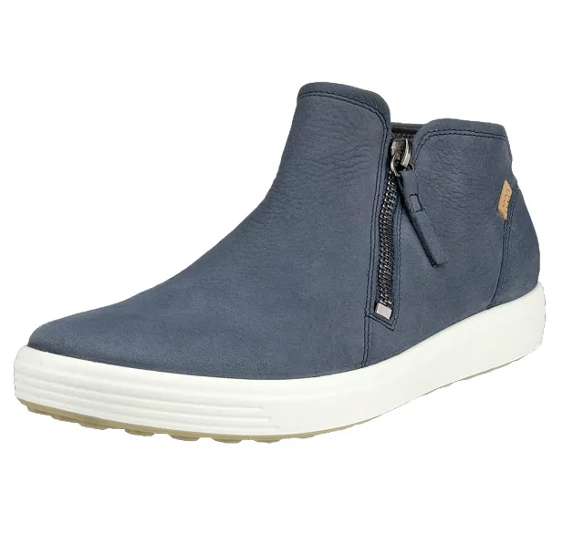 ECCO Soft 7 Basket Femme Zip Latéral Cuir
