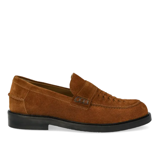 Angulus mocassin penny tressé cuir souple