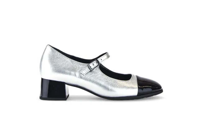 Gabor Comfort Baby escarpins argent/noir cuir confort