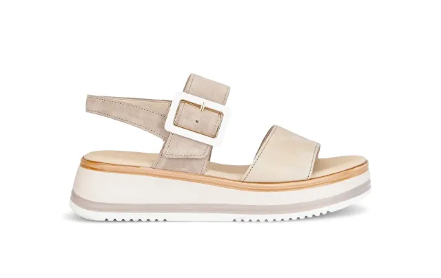 Gabor Comfort sandales beiges daim lit matelassé largeur G