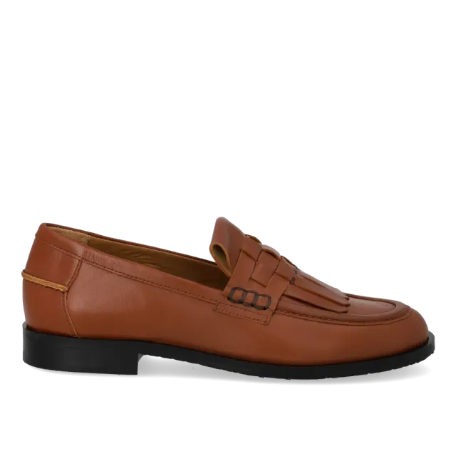Angulus Mocassin Penny Tresse Cuir Femme