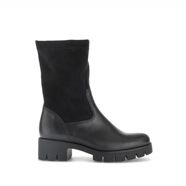 Gabor Comfort bottines noires cuir lisse velours talon 30 mm