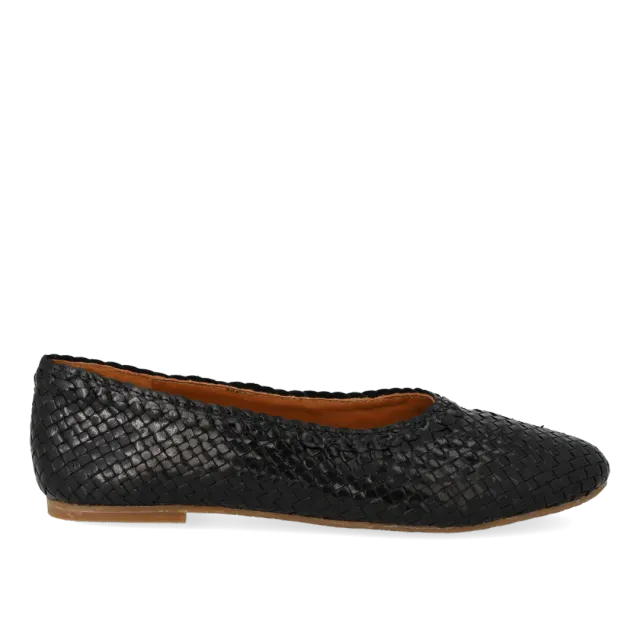 Angulus ballerine cuir tressé main bout rond