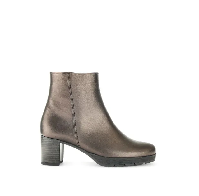 Gabor Comfort bottines argent cuir lisse talon 6 cm zip
