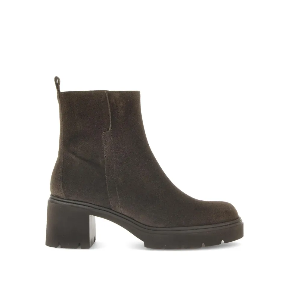 Gabor Comfort bottines marron daim zip talon bloc