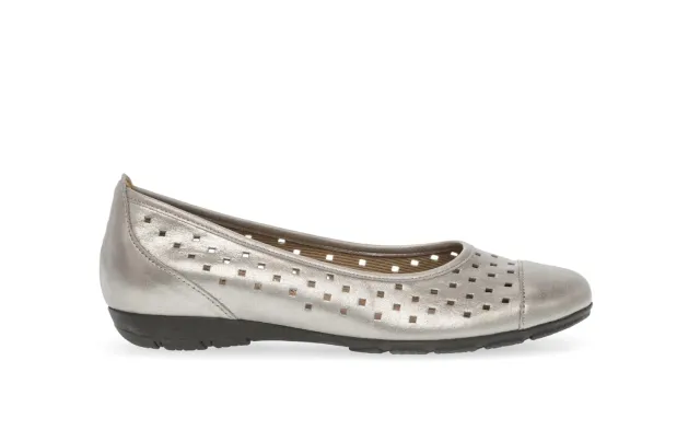 Gabor Comfort ballerines dorées en cuir métallisé perforé